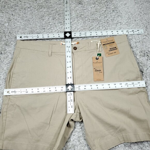 Tailor Vintage Greenwich Chino Shorts Stretch Khaki Linen Size 40 Beige Tan - Picture 8 of 8
